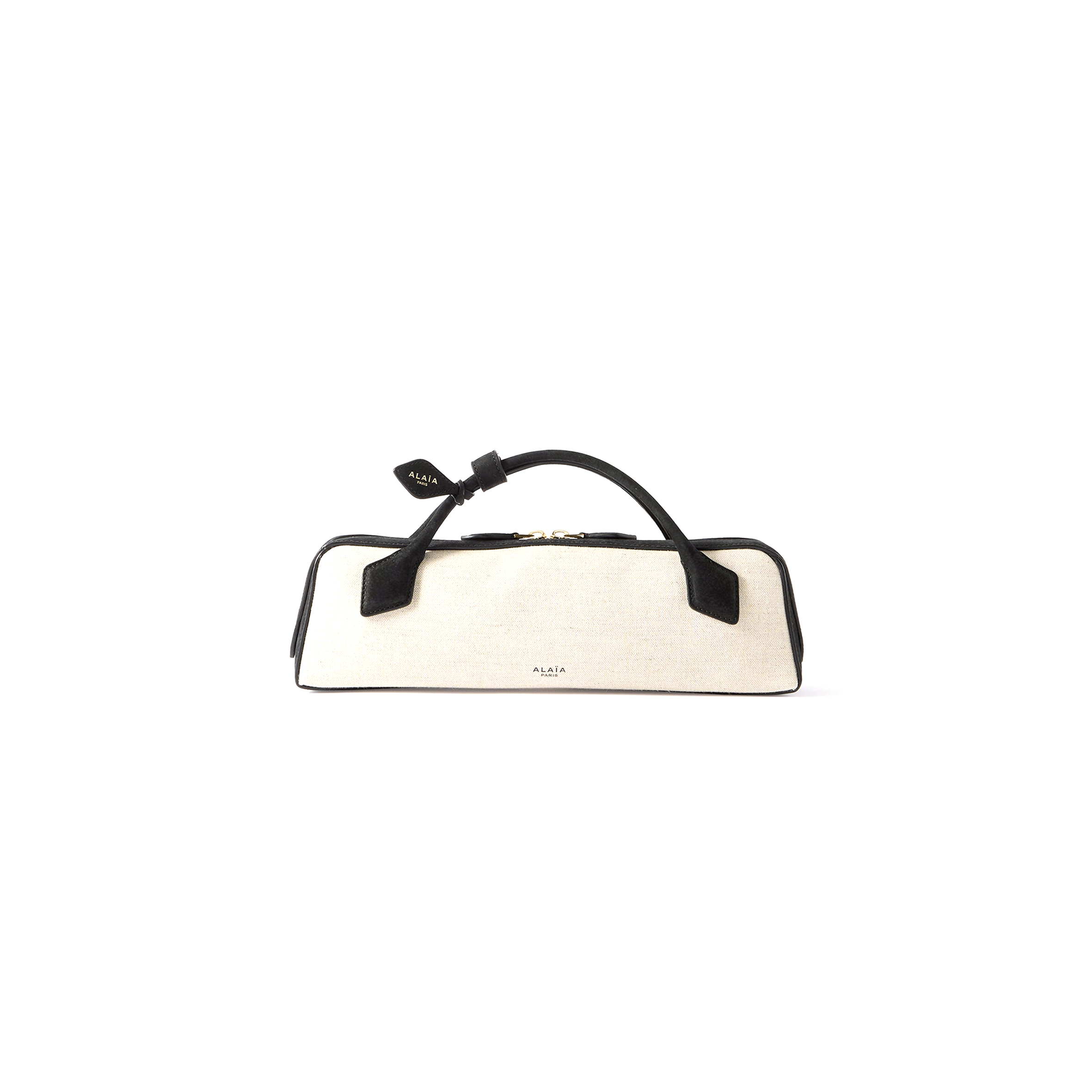 ALAÏA LE TECKEL LEATHER-TRIMMED CANVAS CLUTCH 463766 (31*10*6.5cm)